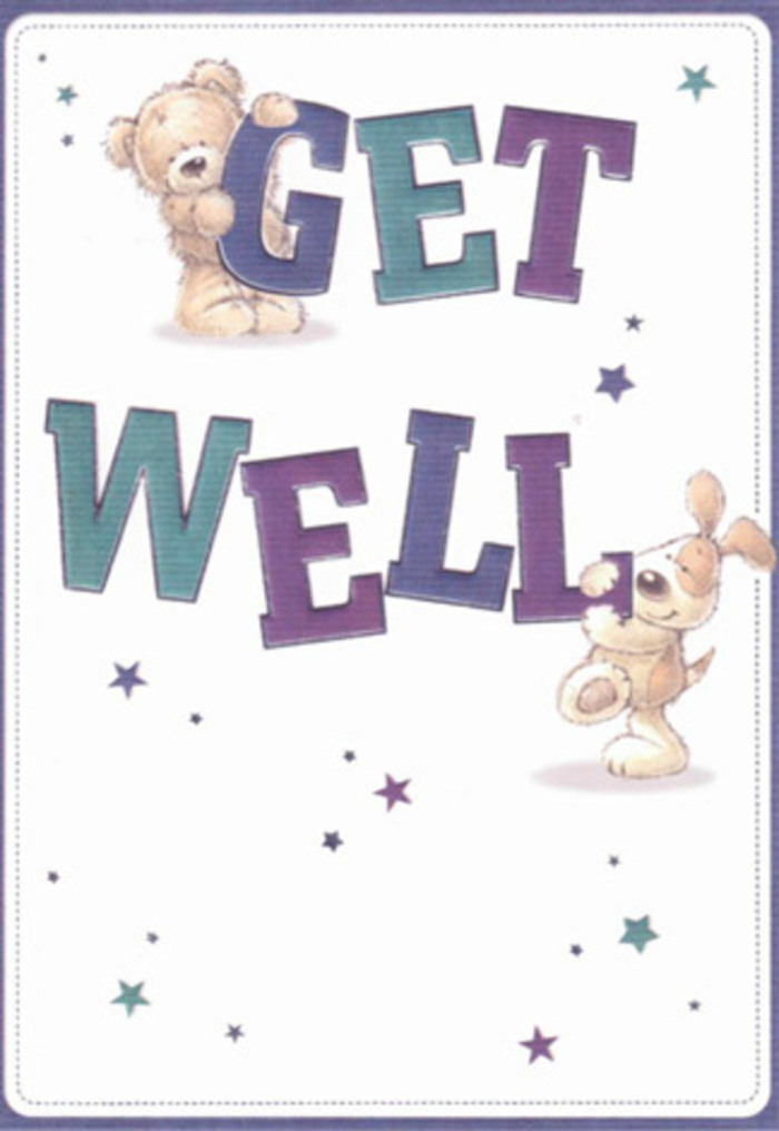 This get well card, a delightful offering with all the gentle encouragement typical of Islington, is a celebration of hope and care. The friendly figures of a teddy bear and a puppy dominate the design, their playful energy and kind smiles reminiscent of the best days spent in Highbury Fields or along Upper Street. Around them, decorative stars spun in deep violets and serene blues dance over a luminous, clean background, scattering well-wishes like petals caught in a spring breeze. The typography, robust and engaging in hues of purple and aqua, adds confidence to the message-'Get Well' becoming both statement and hug. Through the skilled use of soft shading and tactile brushwork, the animals' fur seems close enough to touch, echoing the comfort and solace of a familiar embrace. Imagine pairing this card with a locally crafted bouquet-each element chosen by a neighbourhood florist with care-the combined gesture radiates warmth far beyond the card itself. The airy mood and genuine heart make it perfect for lifting a loved one's spirits during recovery in Islington, reflecting the thoughtful community behind Flower Delivery Islington.