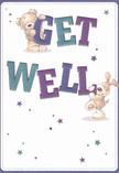 Filled with playful optimism and crafted warmth, this get well card is a testament to the cheerful spirit of Islington. Two adorable characters-a teddy bear, plush and inviting, and a puppy with endearingly floppy ears-appear to spring from the card's surface, as if eager to offer comfort. They balance and gently cradle the bold, colourful letters spelling 'Get Well' in vibrant shades of indigo and teal. The creamy white background provides a restful canvas that lets the characters and their message of encouragement shine. Sprinkled stars in blues and purples twinkle above and around, lending a magical, hopeful air to the whole design-much like the uplifting touch of a favourite bouquet arriving fresh from a local Islington florist. The detailed fur invites an imagined embrace, echoing the gentle support found in everyday acts of kindness. This card extends more than words; it carries a wave of joy and heartfelt reassurance, making it the perfect companion to a thoughtfully arranged bouquet for anyone recovering in the Flower Delivery Islington community.